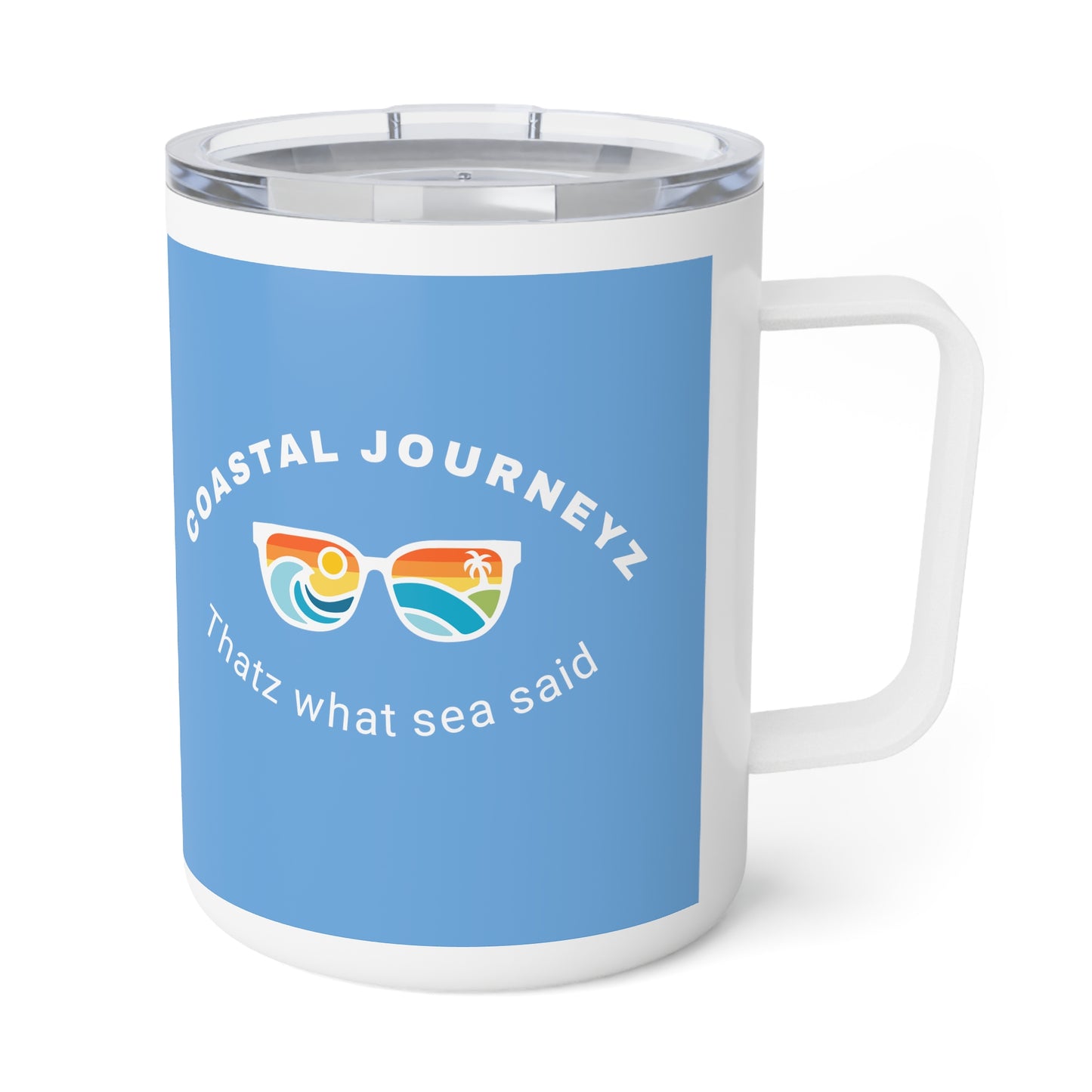 Retro Coastal Insulated Travel Coffee Mug, 10oz