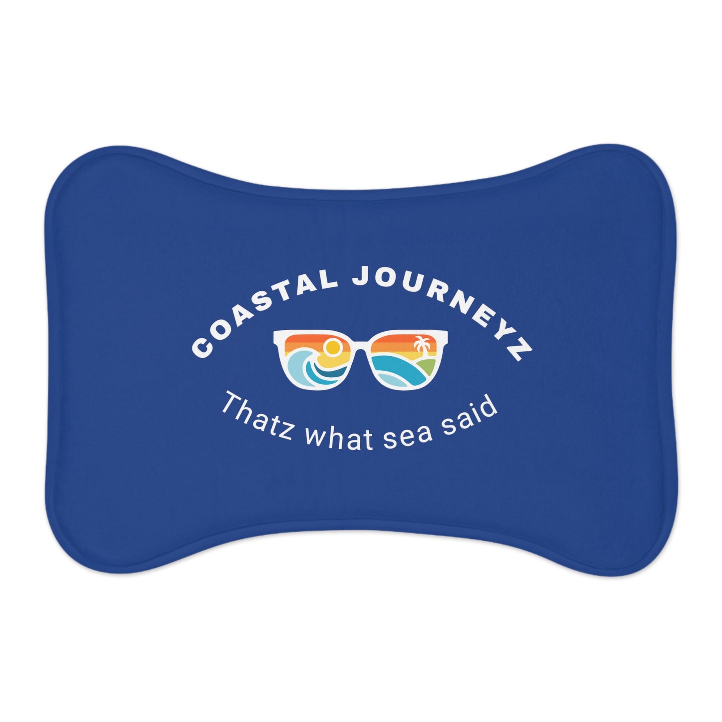 Retro Sunglasses Coastal Pet Feeding Mats