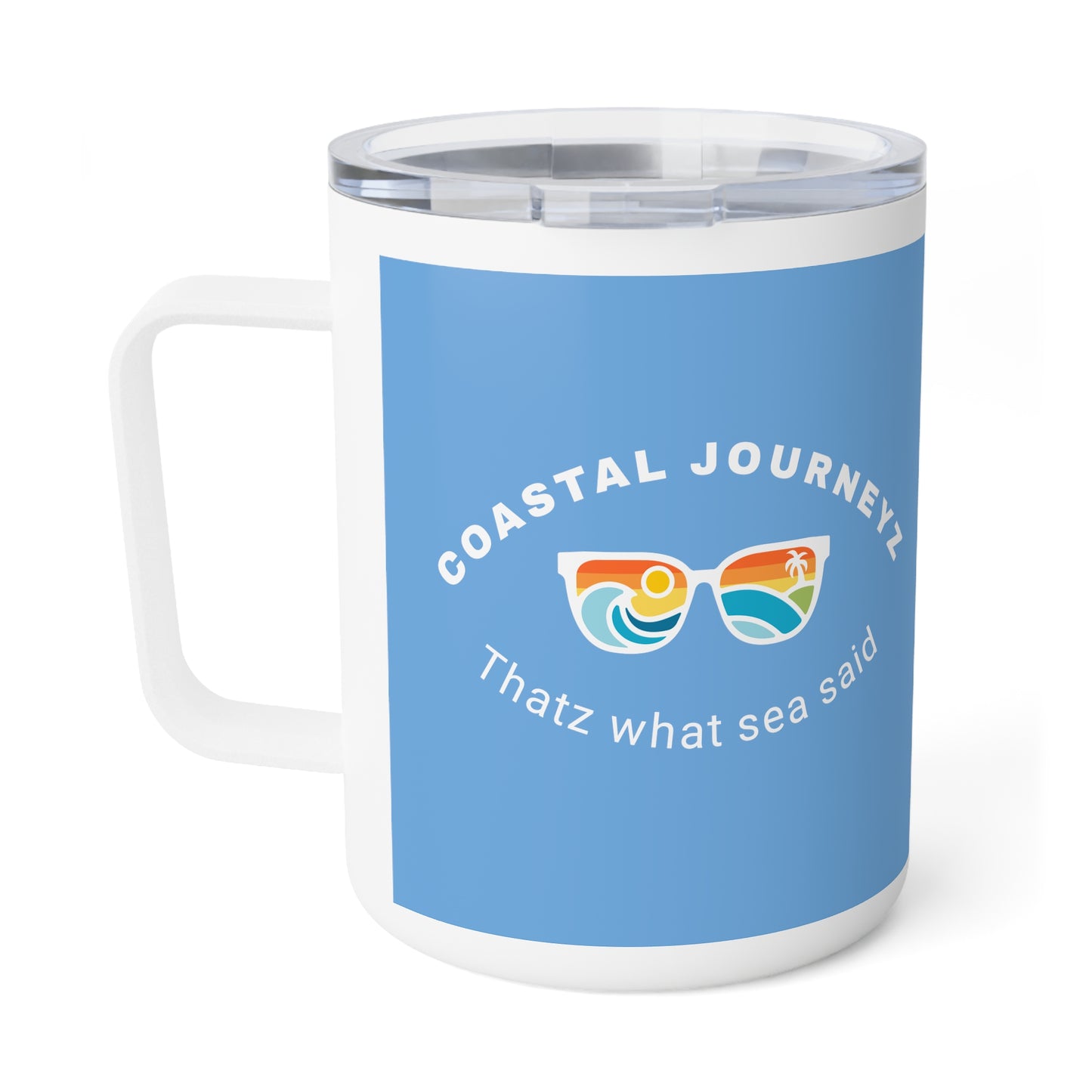 Retro Coastal Insulated Travel Coffee Mug, 10oz