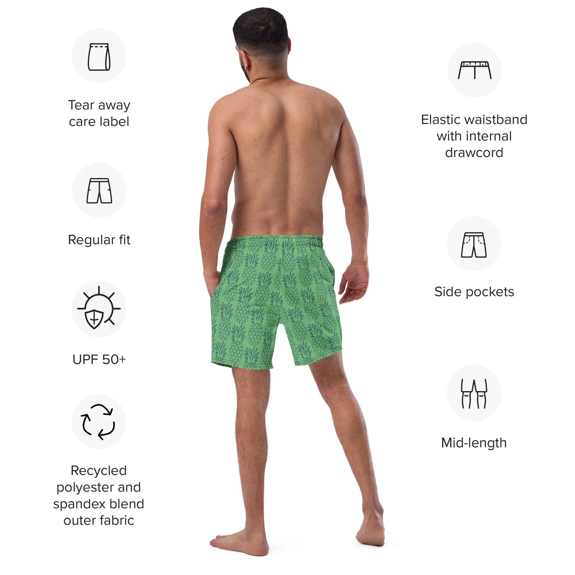 Coastal Pineapple All-Over Print Recycled Swim Trunks - Coastal Journeyz