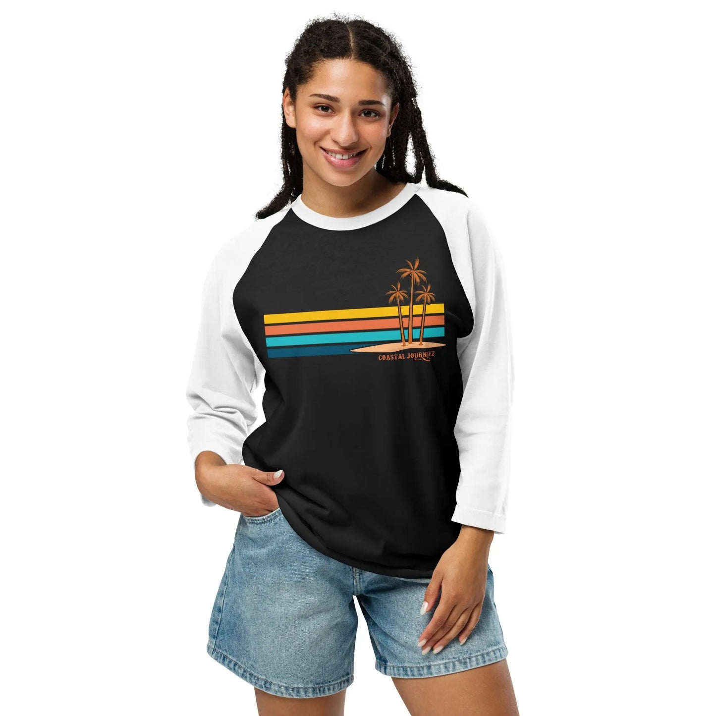 Retro Blitz with Coastal Journeyz Adult Unisex 3/4 Sleeve Raglan Shirt - Coastal Journeyz2638850_8158