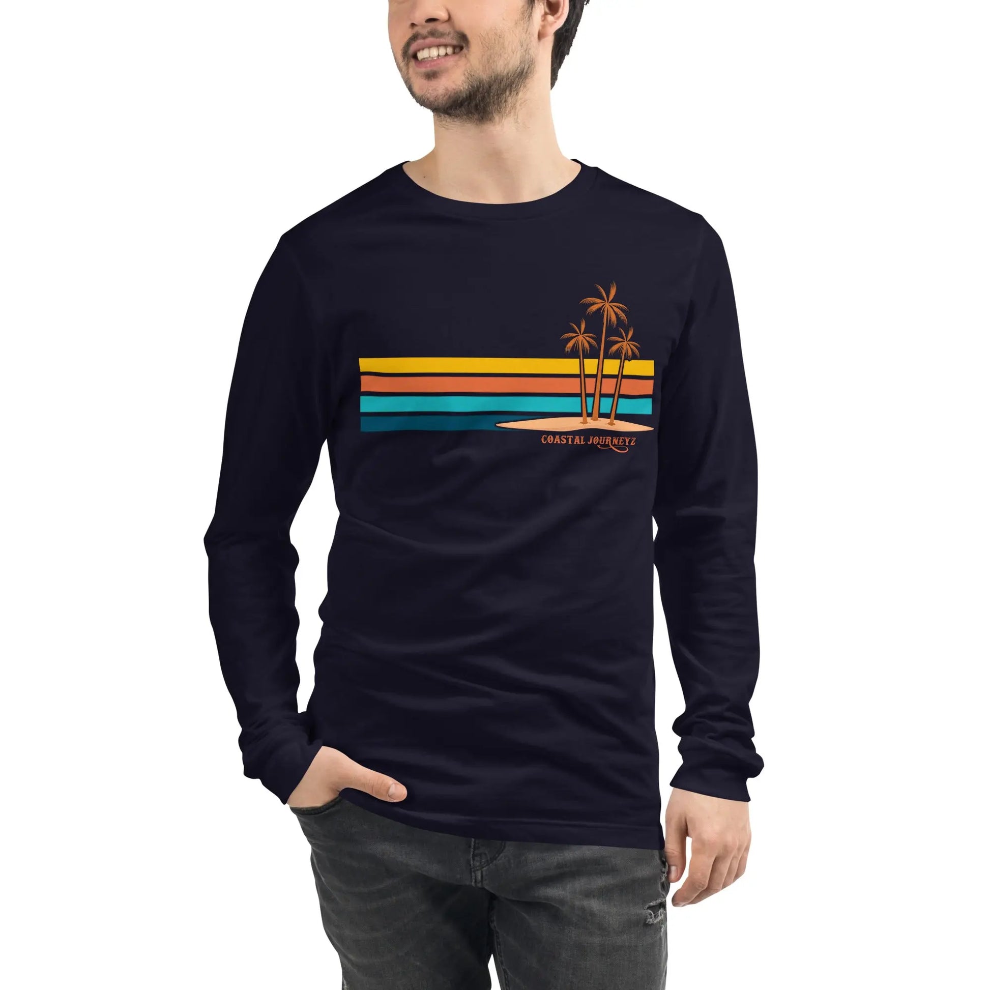 Retro Coastal Journeyz Beach Vibe Unisex Long Sleeve Shirt Coastal Journeyz