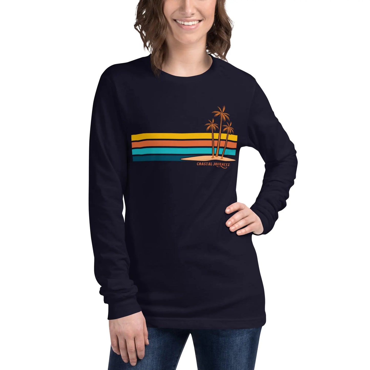 Retro Coastal Journeyz Beach Vibe Unisex Long Sleeve Shirt Coastal Journeyz