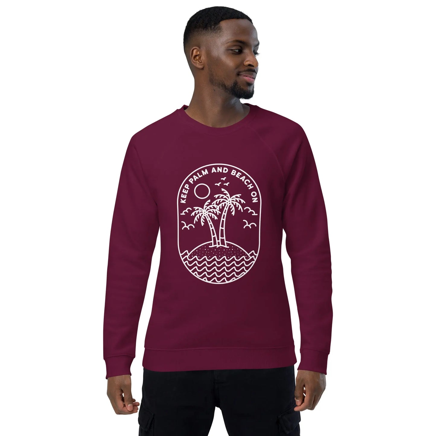 Keep Palm and Beach On Raglan Sweatshirt (Unisex) - Coastal Journeyz