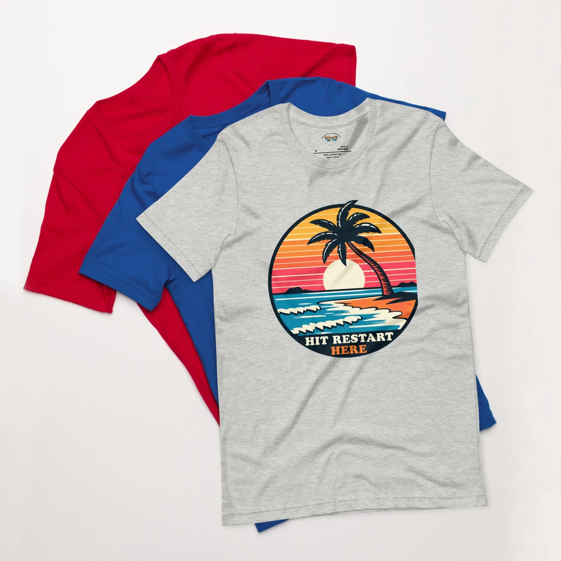 Hit Restart with this Coastal Retro Beach Adult Unisex T-shirt Coastal Journeyz