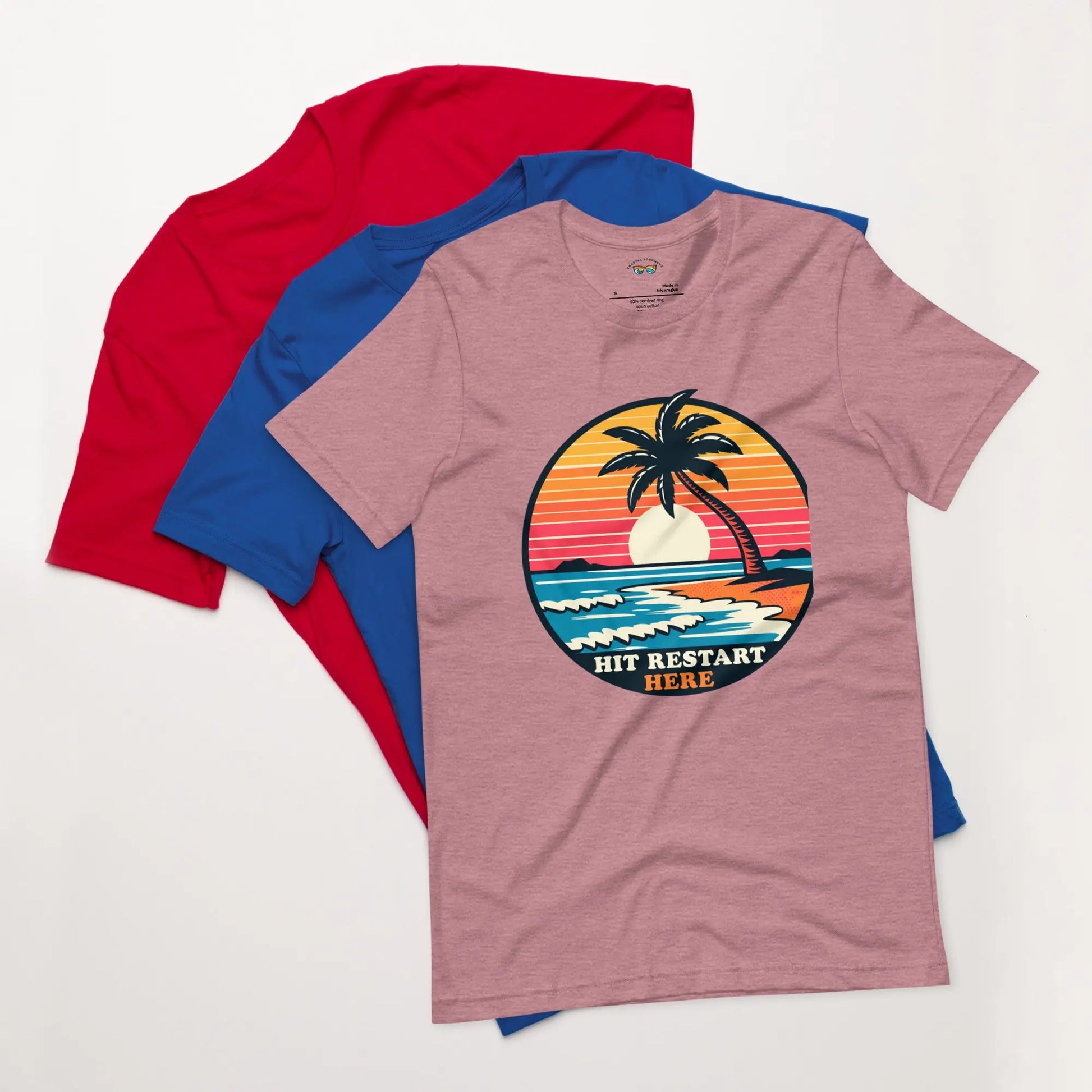 Hit Restart with this Coastal Retro Beach Adult Unisex T-shirt Coastal Journeyz