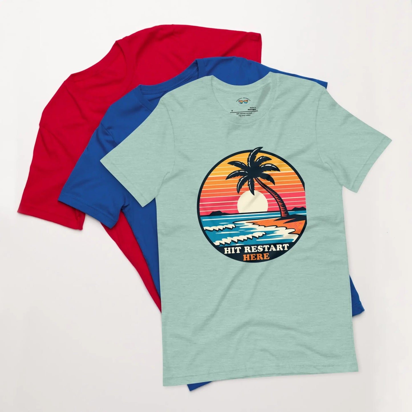 Hit Restart with this Coastal Retro Beach Adult Unisex T-shirt Coastal Journeyz