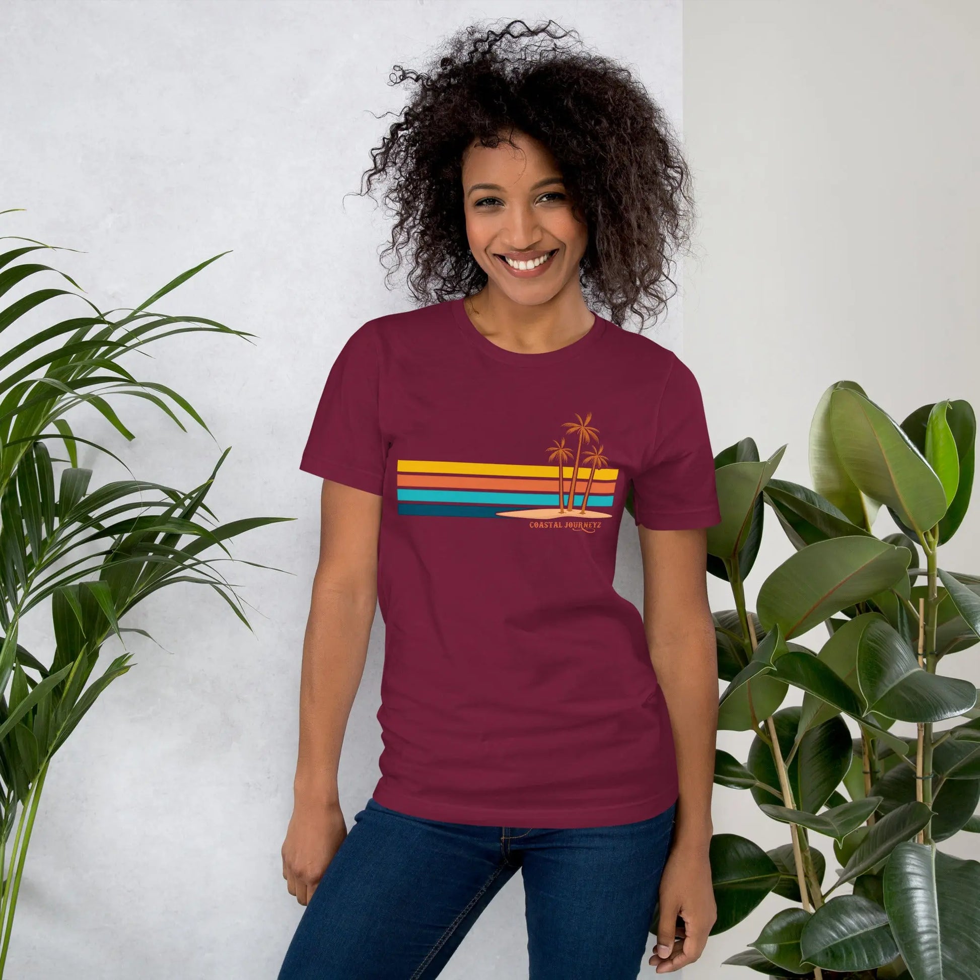 Retro Coastal Journeyz Beach Vibe Unisex Tshirt Coastal Journeyz